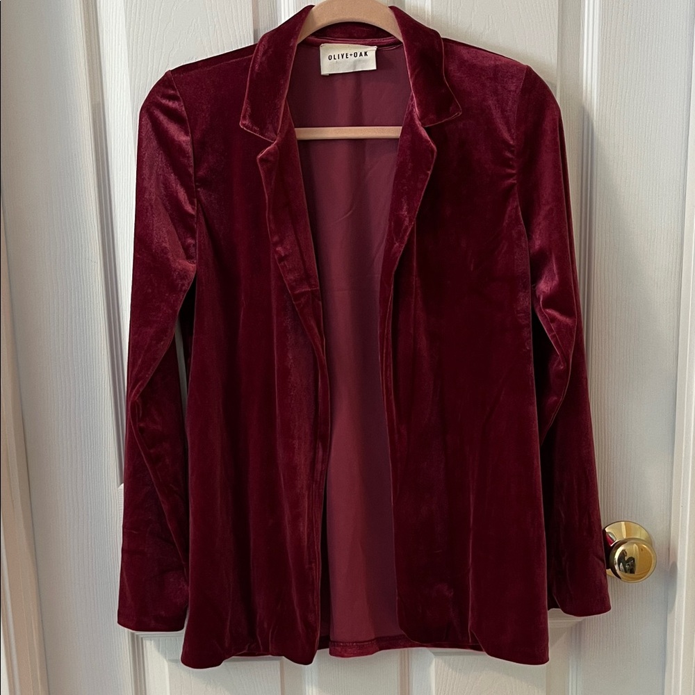 Burgundy velvet blazer. Women’s medium